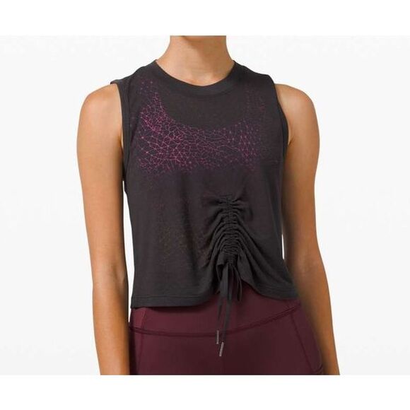 NWT NEW Lululemon Cinch Me Up Front Veil Black TANK TOP sz 6 - Picture 1 of 6